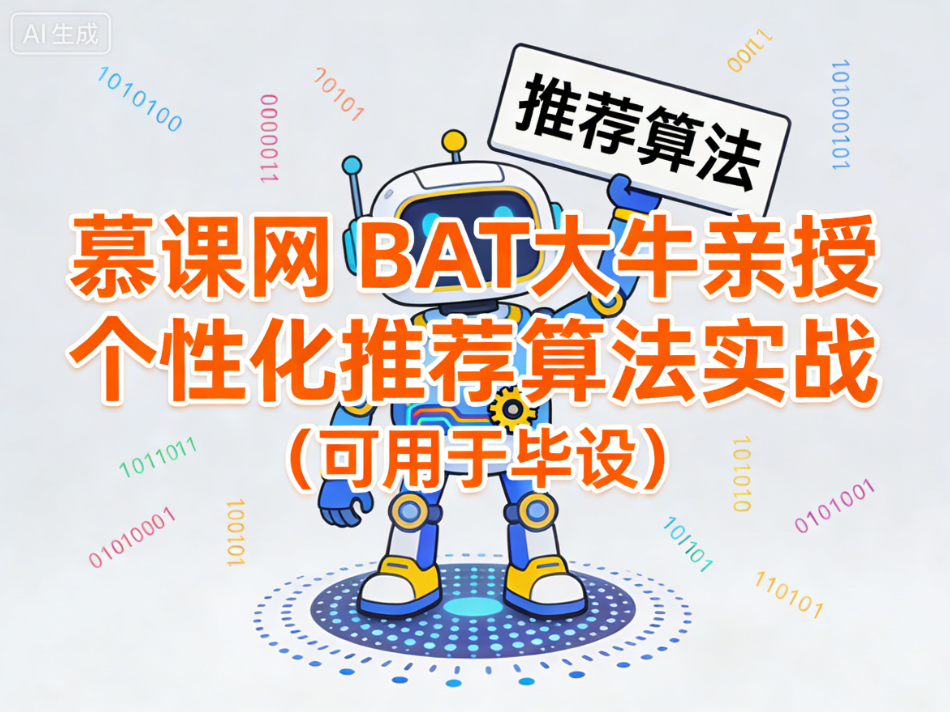 慕课网 BAT大牛亲授 个性化推荐算法实战(可用于毕设)