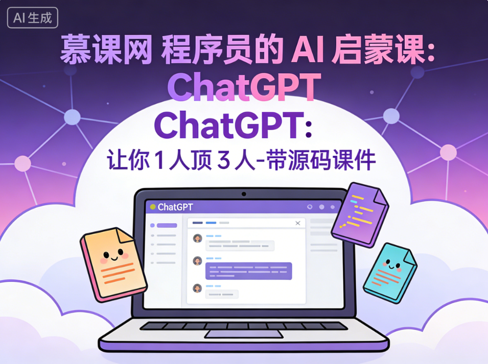 慕课网 程序员的 AI 启蒙课:ChatGPT 让你 1 人顶 3 人 - 带源码课件